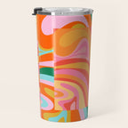 Super Trippy Retro Psychedelic Regress Multi Color Abstract Pattern Pink Orange Travel Mug Gallery Image 3