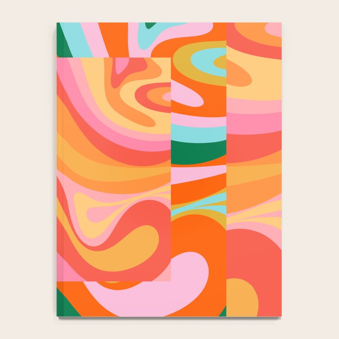 Super Trippy Retro Psychedelic Regress Multi Color Abstract Pattern Pink Orange Notebook Gallery Image 4