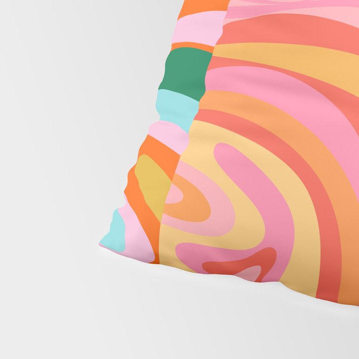 Super Trippy Retro Psychedelic Regress Multi Color Abstract Pattern Pink Orange Pillow Sham Gallery Image 4