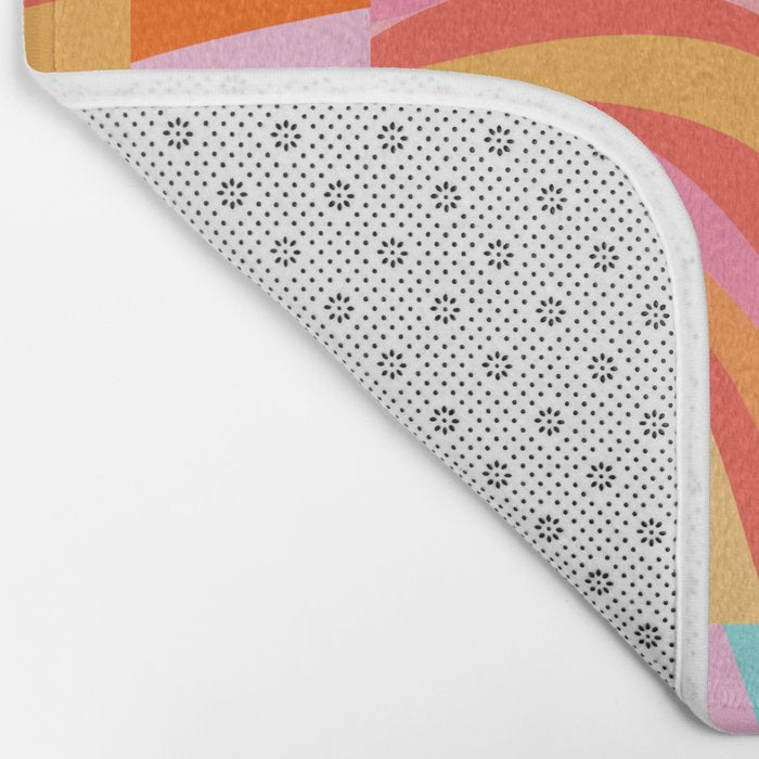 Super Trippy Retro Psychedelic Regress Multi Color Abstract Pattern Pink Orange Bath Mat Gallery Image 2
