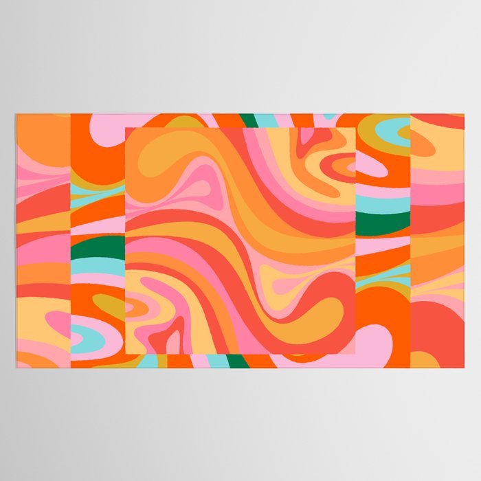 Super Trippy Retro Psychedelic Regress Multi Color Abstract Pattern Pink Orange Tablecloth Gallery Image 2
