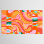 Super Trippy Retro Psychedelic Regress Multi Color Abstract Pattern Pink Orange Tablecloth Gallery Image 2