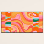Super Trippy Retro Psychedelic Regress Multi Color Abstract Pattern Pink Orange Desk Mat Gallery Image 3