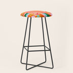 Super Trippy Retro Psychedelic Regress Multi Color Abstract Pattern Pink Orange Stool Gallery Image 1