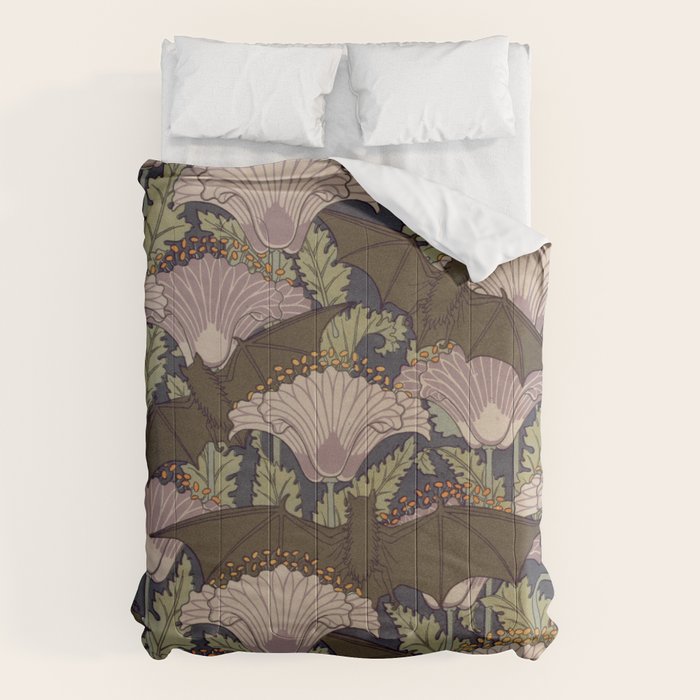 Vintage Art Deco Bat and Flowers Comforter Gallery Image 6