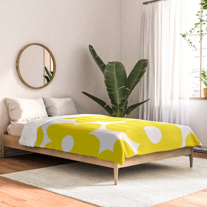 Retro Neon Yellow Daisies #1 #decor #art #society6 Comforter Gallery Image 2
