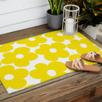 Retro Neon Yellow Daisies #1 #decor #art #society6 Outdoor Rug Gallery Image 2