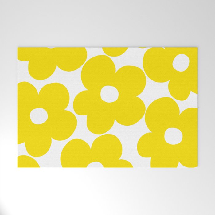 Retro Neon Yellow Daisies #1 #decor #art #society6 Welcome Mat Gallery Image 1