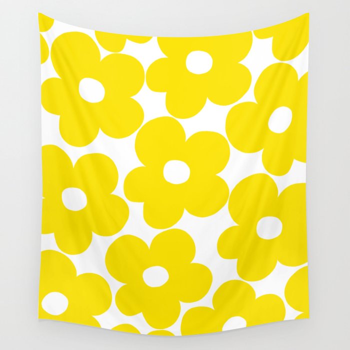 Retro Neon Yellow Daisies #1 #decor #art #society6 Wall Tapestry Gallery Image 4