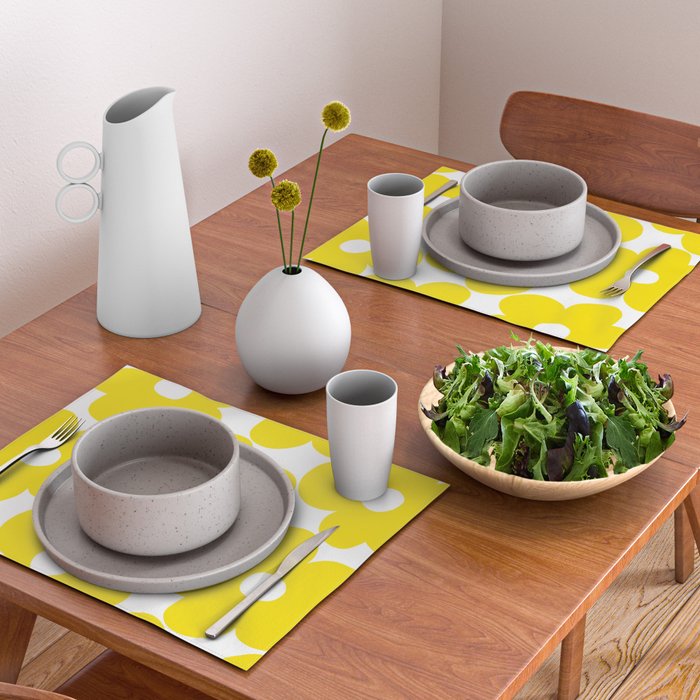 Retro Neon Yellow Daisies #1 #decor #art #society6 Placemat Gallery Image 2