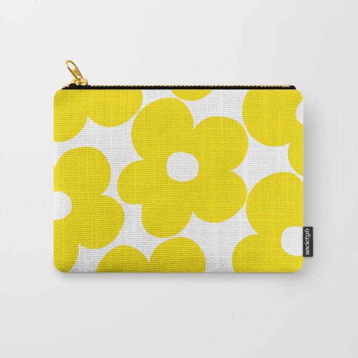 Retro Neon Yellow Daisies #1 #decor #art #society6 Carry All Pouch Gallery Image 1