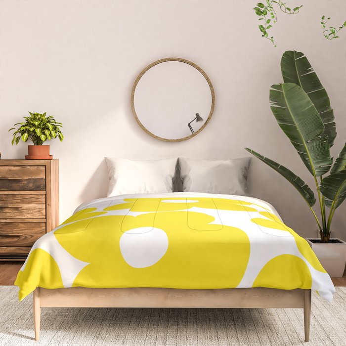 Retro Neon Yellow Daisies #1 #decor #art #society6 Comforter Gallery Image 3