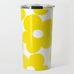 Retro Neon Yellow Daisies #1 #decor #art #society6 Travel Mug Gallery Image 1