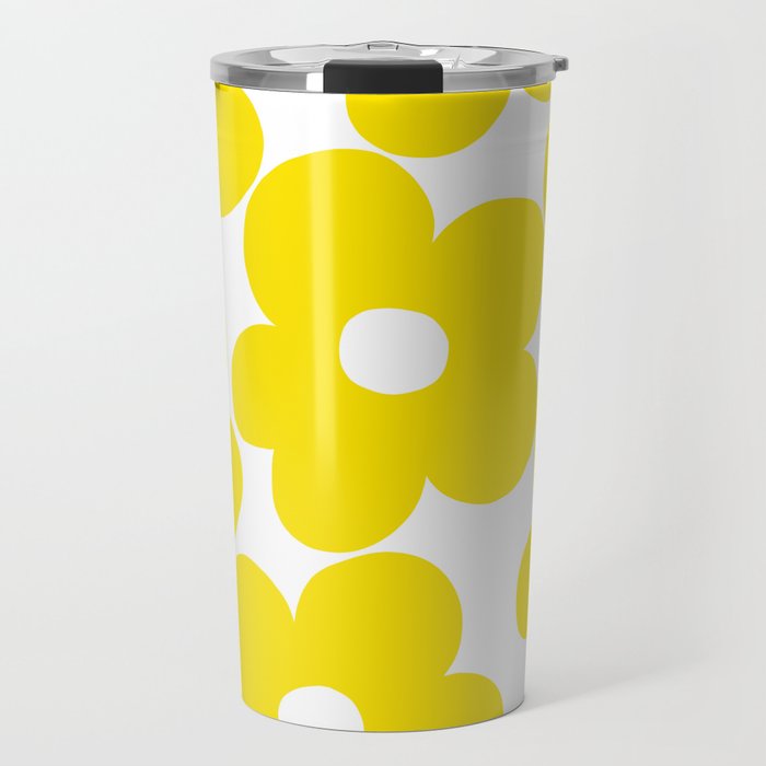 Retro Neon Yellow Daisies #1 #decor #art #society6 Travel Mug Gallery Image 1