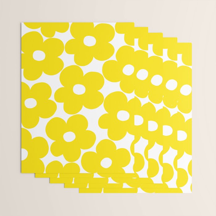 Retro Neon Yellow Daisies #1 #decor #art #society6 Wrapping Paper Gallery Image 3