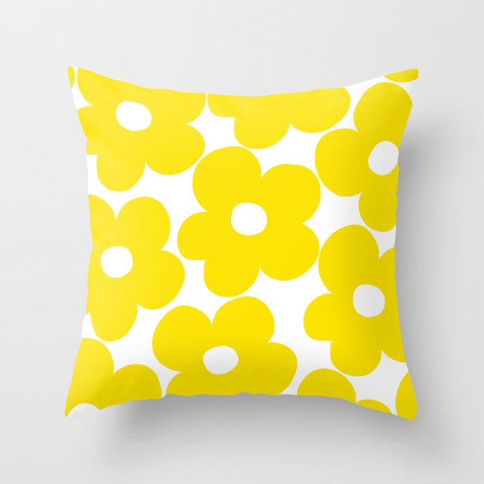 Retro Neon Yellow Daisies #1 #decor #art #society6 Throw Pillow Gallery Image 6