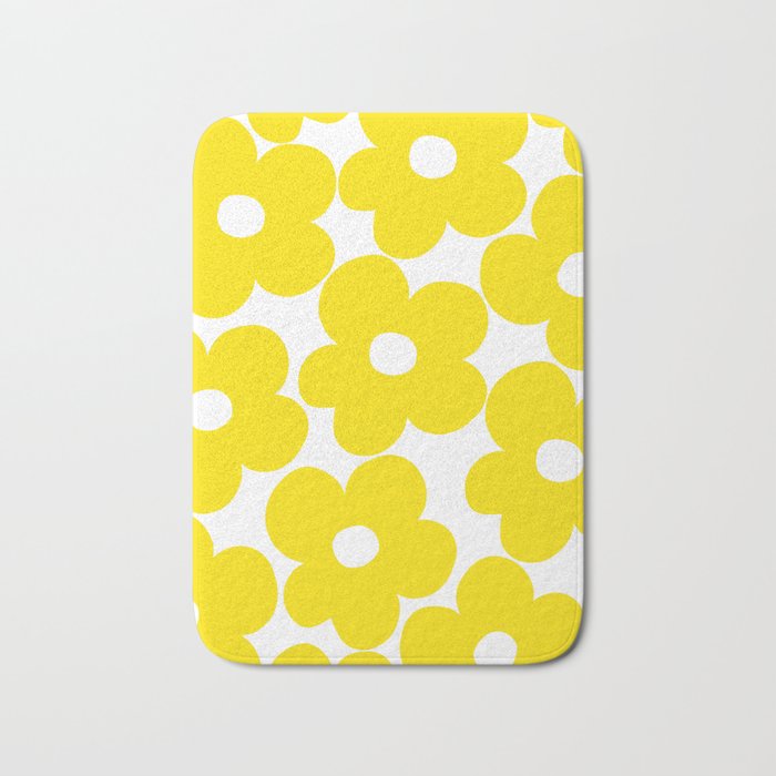 Retro Neon Yellow Daisies #1 #decor #art #society6 Bath Mat Gallery Image 1
