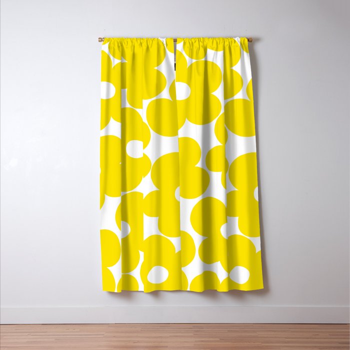 Retro Neon Yellow Daisies #1 #decor #art #society6 Window Curtain Gallery Image 3