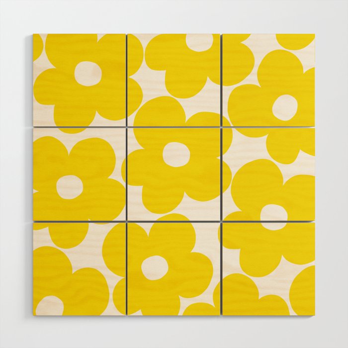 Retro Neon Yellow Daisies #1 #decor #art #society6 Wood Wall Art Gallery Image 1