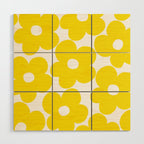 Retro Neon Yellow Daisies #1 #decor #art #society6 Wood Wall Art Gallery Image 1