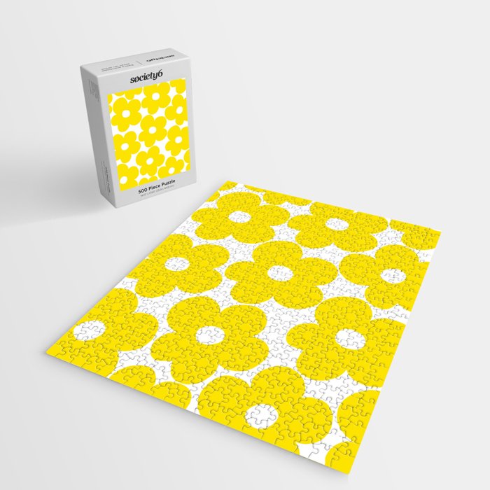 Retro Neon Yellow Daisies #1 #decor #art #society6 Jigsaw Puzzle Gallery Image 2