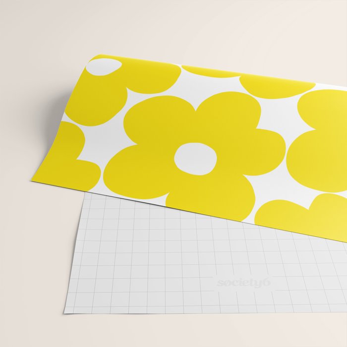 Retro Neon Yellow Daisies #1 #decor #art #society6 Wrapping Paper Gallery Image 2