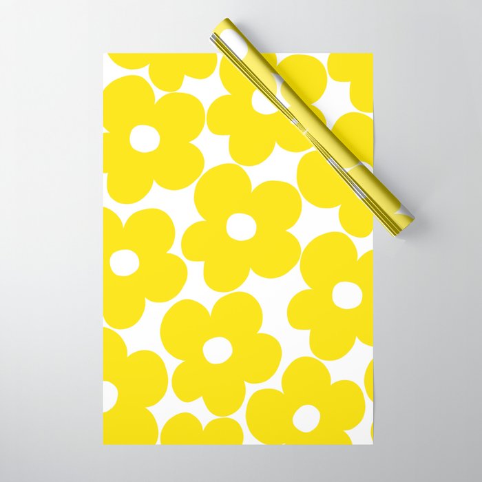 Retro Neon Yellow Daisies #1 #decor #art #society6 Wrapping Paper Gallery Image 1