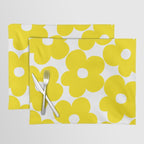 Retro Neon Yellow Daisies #1 #decor #art #society6 Placemat Gallery Image 1