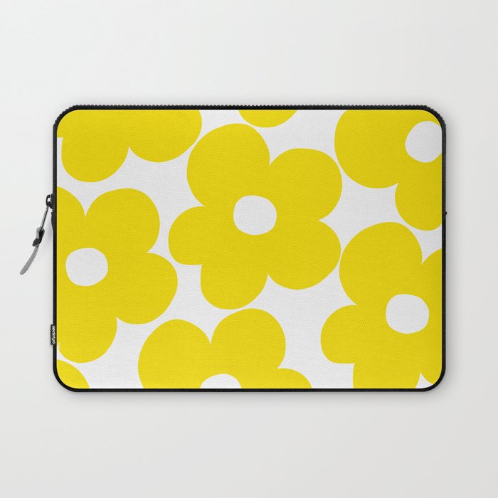 Retro Neon Yellow Daisies #1 #decor #art #society6 Laptop Sleeve Gallery Image 1
