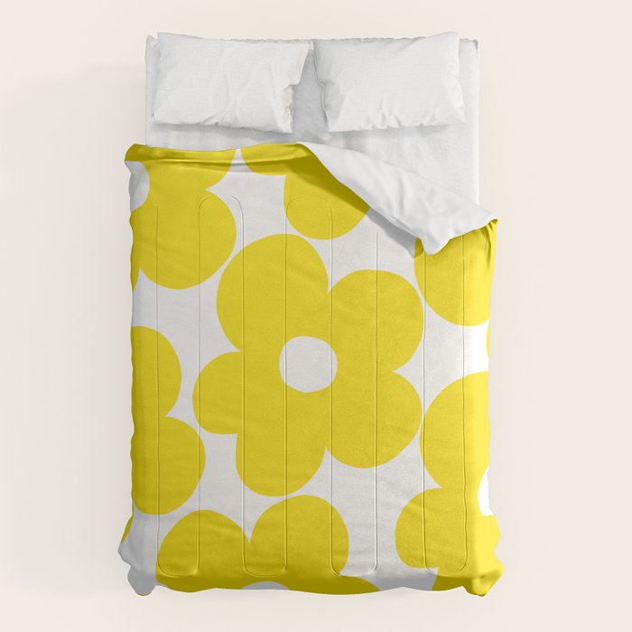 Retro Neon Yellow Daisies #1 #decor #art #society6 Comforter Gallery Image 1