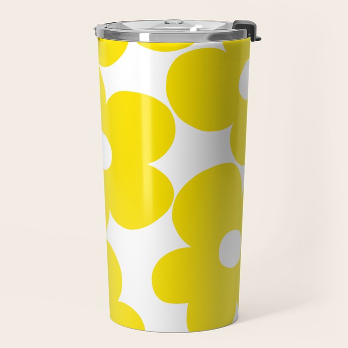 Retro Neon Yellow Daisies #1 #decor #art #society6 Travel Mug Gallery Image 2