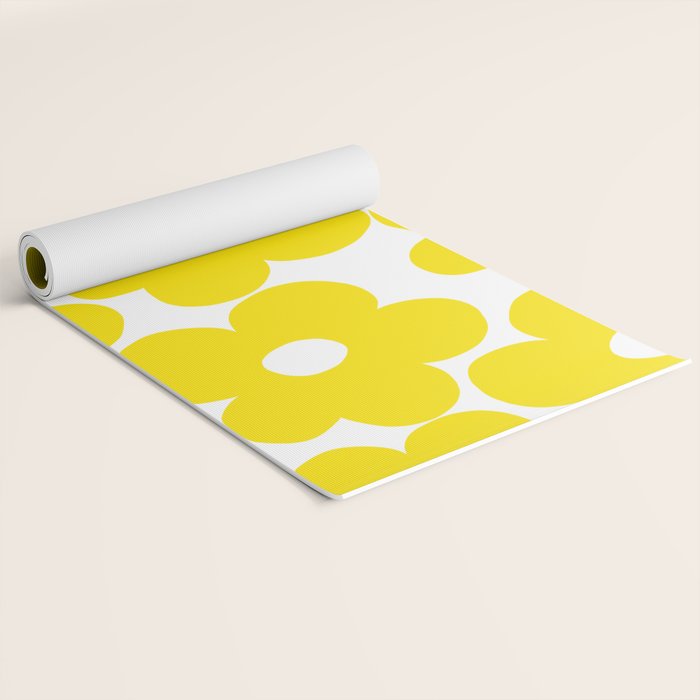 Retro Neon Yellow Daisies #1 #decor #art #society6 Yoga Mat Gallery Image 2