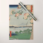 Cherry Blossoms on Spring River Ukiyo-e Japanese Art Wrapping Paper Gallery Image 1