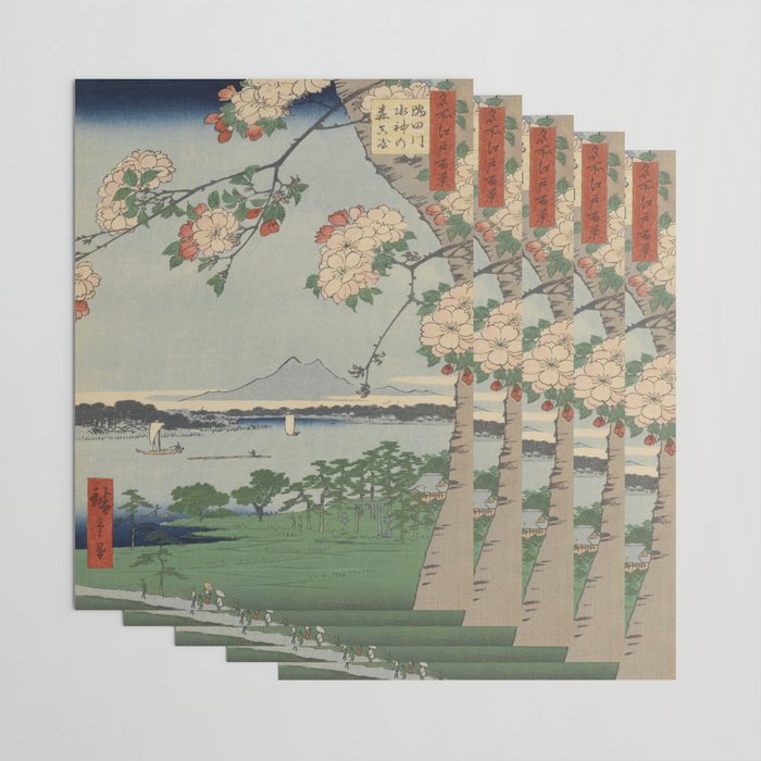 Cherry Blossoms on Spring River Ukiyo-e Japanese Art Wrapping Paper Gallery Image 3