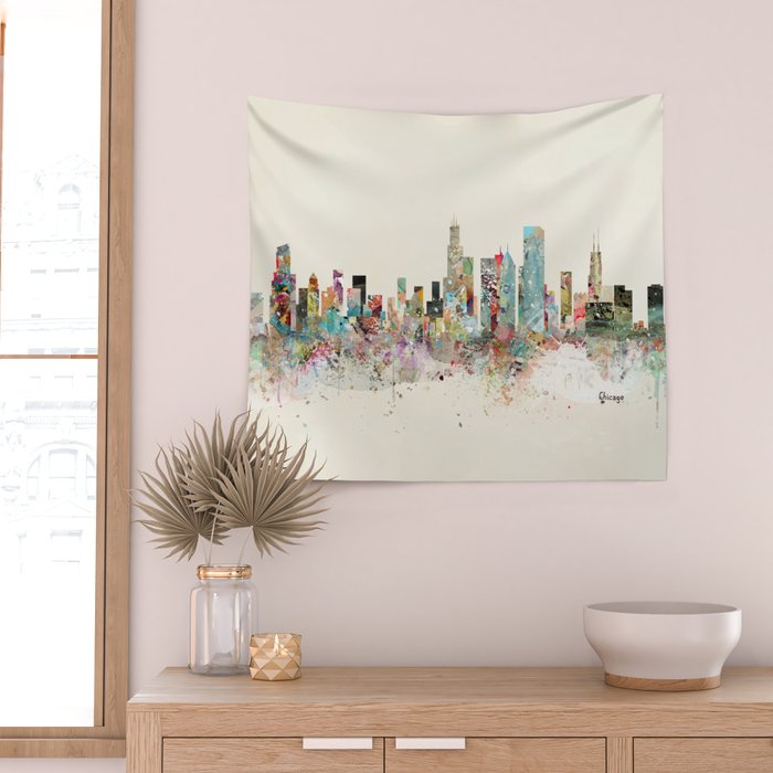 chicago skyline Wall Tapestry Gallery Image 2