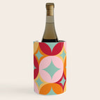 Merry and Bright, Christmas, Retro Art, Orange, Pink, Red, Yellow, Teal Wine Chiller Gallery Image 3