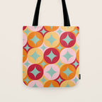Merry and Bright, Christmas, Retro Art, Orange, Pink, Red, Yellow, Teal Tote Bag Gallery Image 1