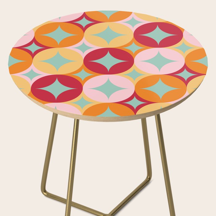 Merry and Bright, Christmas, Retro Art, Orange, Pink, Red, Yellow, Teal Side Table Gallery Image 2
