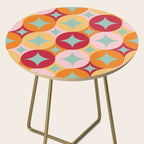 Merry and Bright, Christmas, Retro Art, Orange, Pink, Red, Yellow, Teal Side Table Gallery Image 2