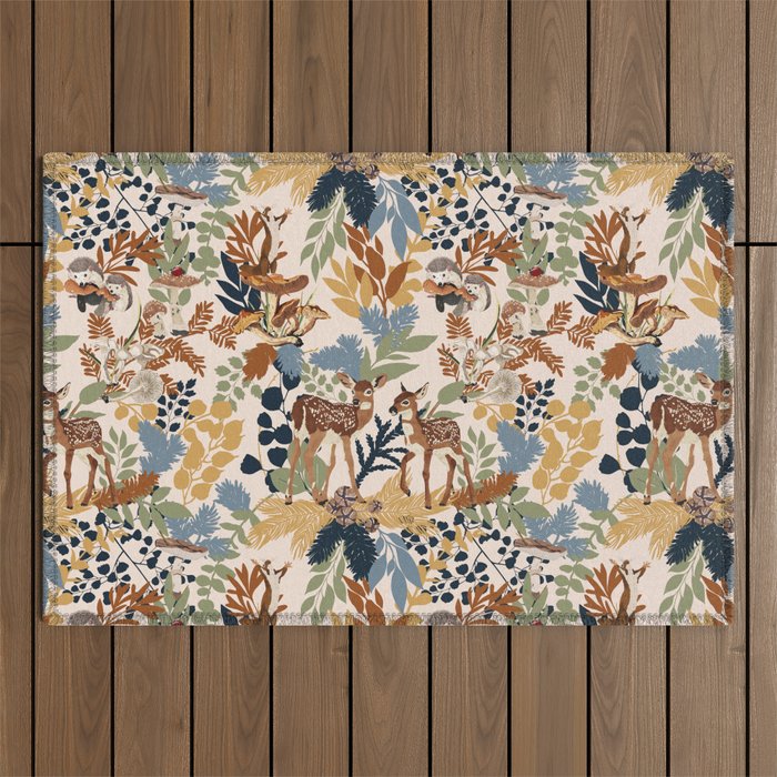 Colorful Forest Animals A Outdoor Rug Gallery Image 1
