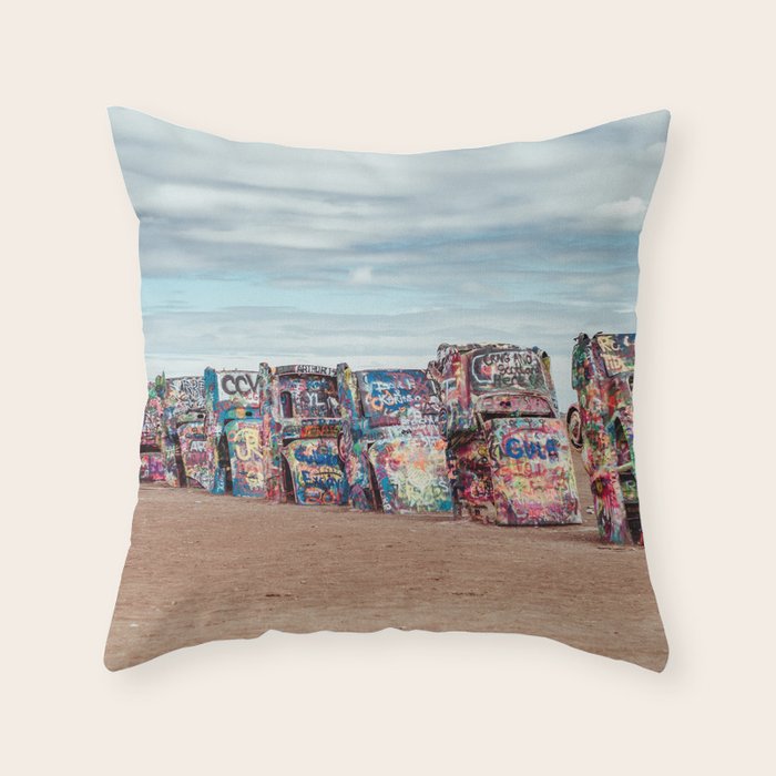 Retro Road Trip Texas Throw Pillow