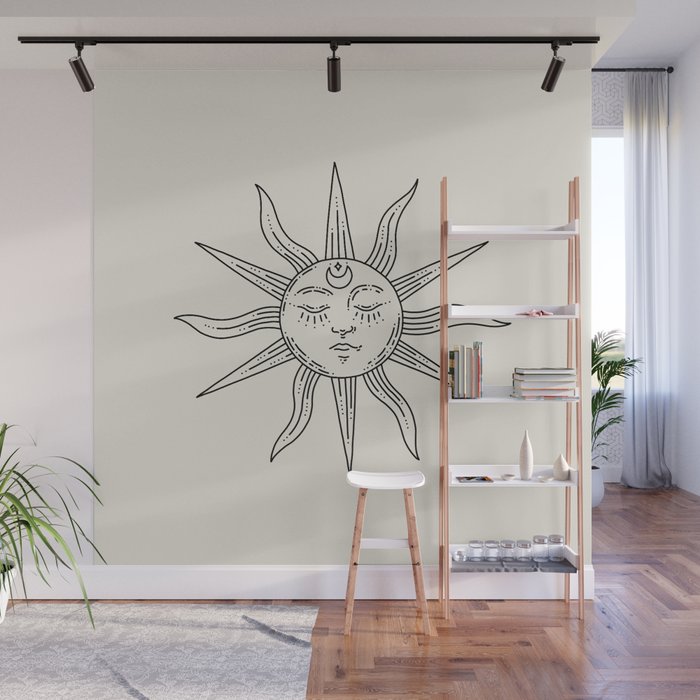 Boho Sun Drawing V Wall Mural Gallery Image 1
