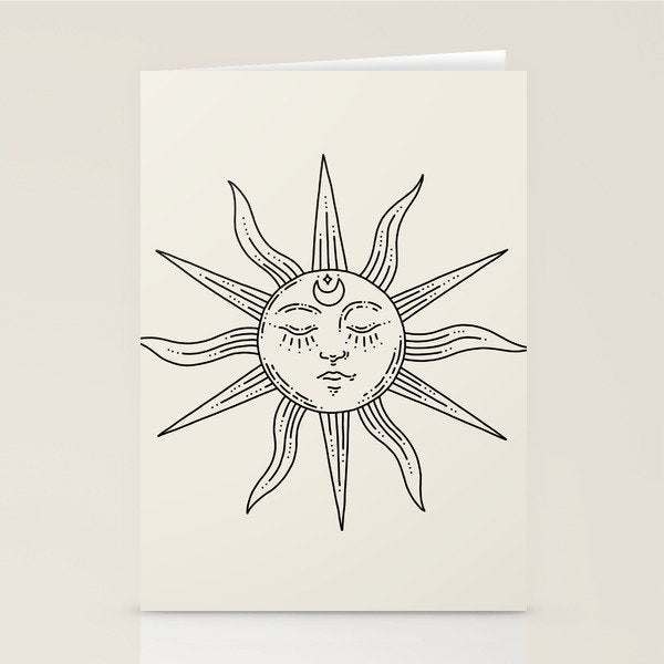 Boho Sun Drawing V Stationery Card Gallery Image 1