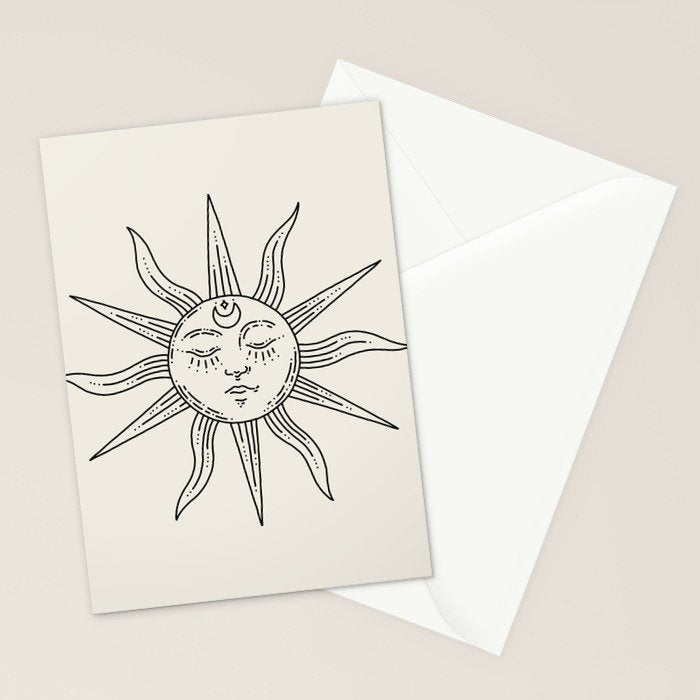 Boho Sun Drawing V Stationery Card Gallery Image 2