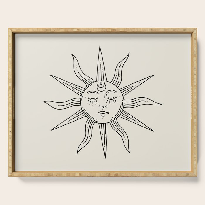 Boho Sun Drawing V Serving Tray Gallery Image 1