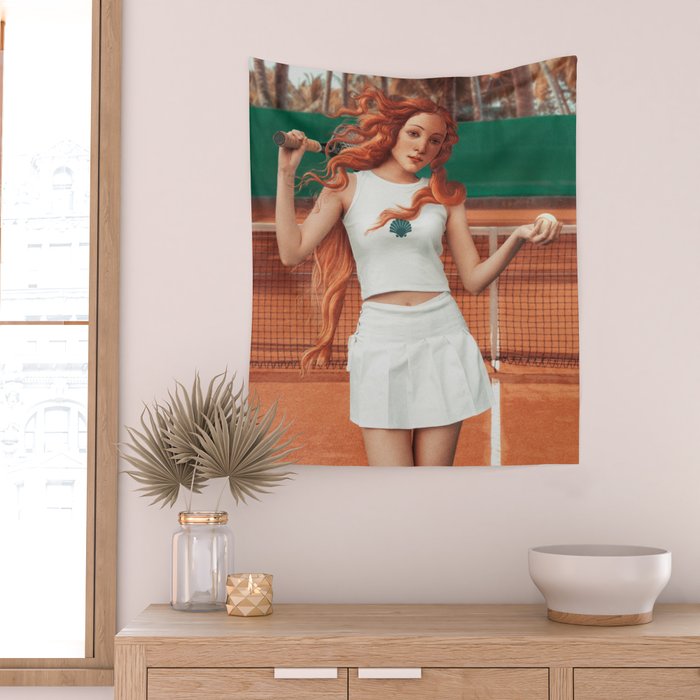 VENUS PLAYING TENNIS Wall Tapestry Gallery Image 2