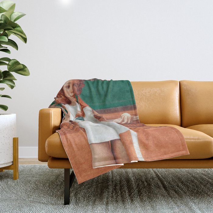 VENUS PLAYING TENNIS Throw Blanket Gallery Image 1