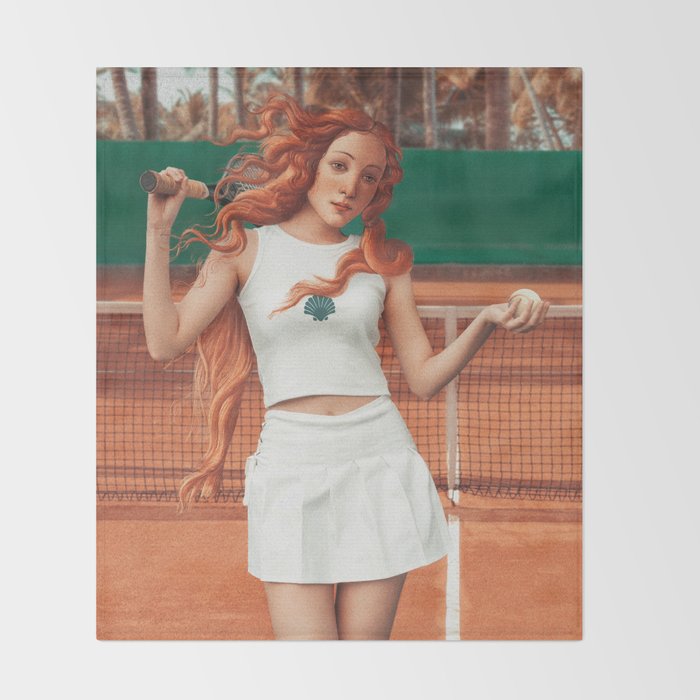 VENUS PLAYING TENNIS Throw Blanket Gallery Image 2
