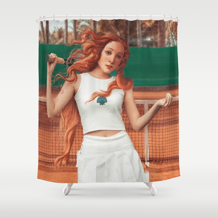VENUS PLAYING TENNIS Shower Curtain Gallery Image 1