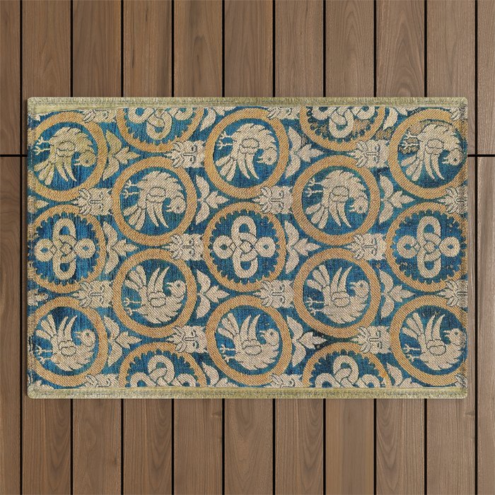 18th Century Spanish Textile Print Outdoor Rug Gallery Image 1